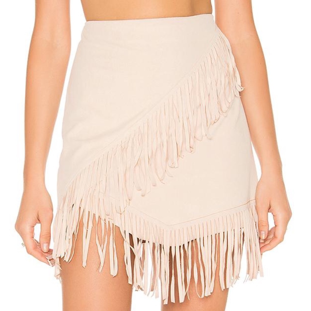 Fringe Wrap Faux Suede Mini Skirt